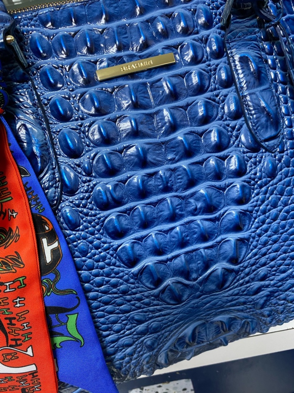 LKNW Brahmin LARGE Finley Carryall Bluebonnet? Melbourne Leather Business Bag - Picture 3 of 16